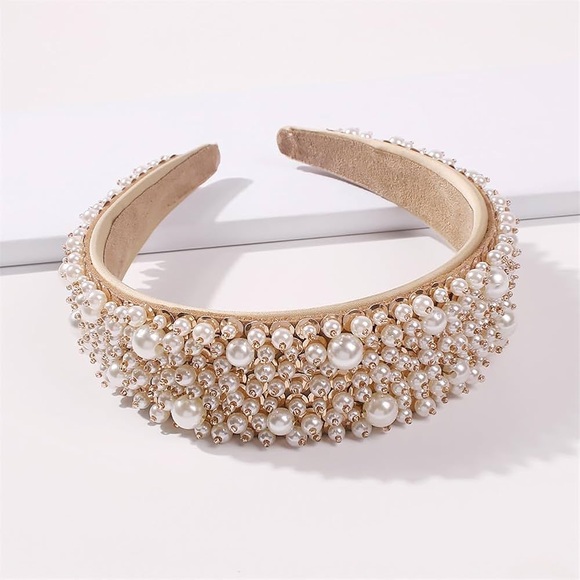 🌼 Faux Pearl Embellished Headband Hair Hoop NWOT - Picture 1 of 5
